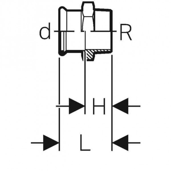 Geberit Snelkoppeling Mapress Coupling with male thread ⌀28x48x25mm