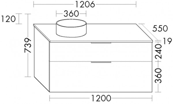 Set Meuble Salle De Bain Burgbad Eqio Vasque à Poser droite/gauche, Meuble 2 tiroirs 1206x739mm Personnalisable SGUN120-PN258