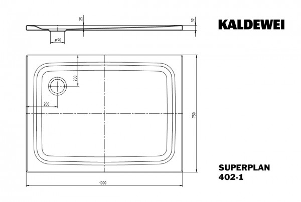Kaldewei Douchebak Rechthoekig Mod.402-1 Superplan (430200010)