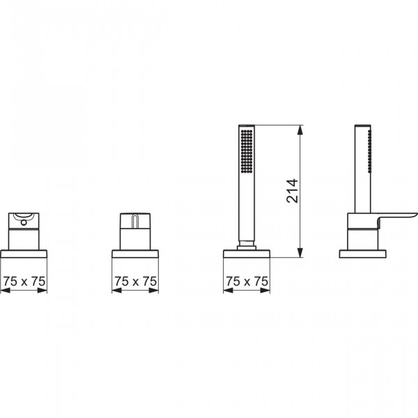 Badrandkraan Hansa LIGNA Vierkant rozet, 1 straal, 3 gaten214mm Chroom