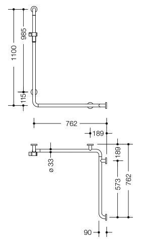 Hewi Badgreep Serie 805 Classic met douchestang 805.35.210L