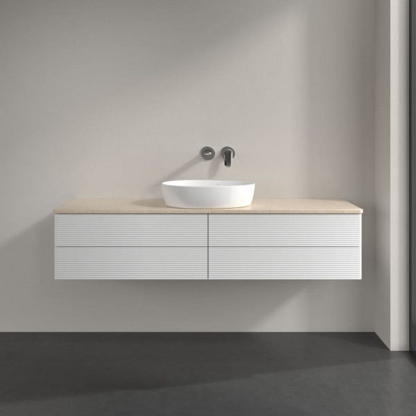 Wastafelmeubel Voor Opzet Waskom Villeroy en Boch Antao 1600x360x500mm Glossy White Lacquer/Botic...