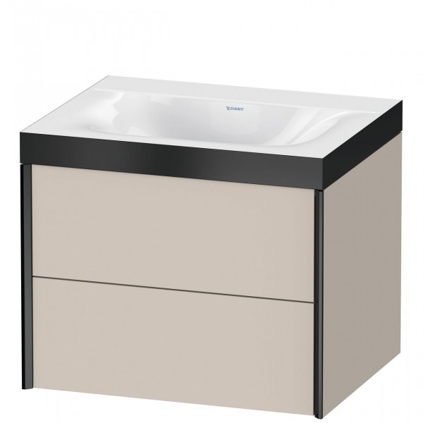 Ensemble Meuble Salle De Bain Duravit XViu Mural, Lavabo c-bonded cadre P, Meuble 2 tiroirs 600mm Taupe Mat/Noir Mat XV4614NB291P