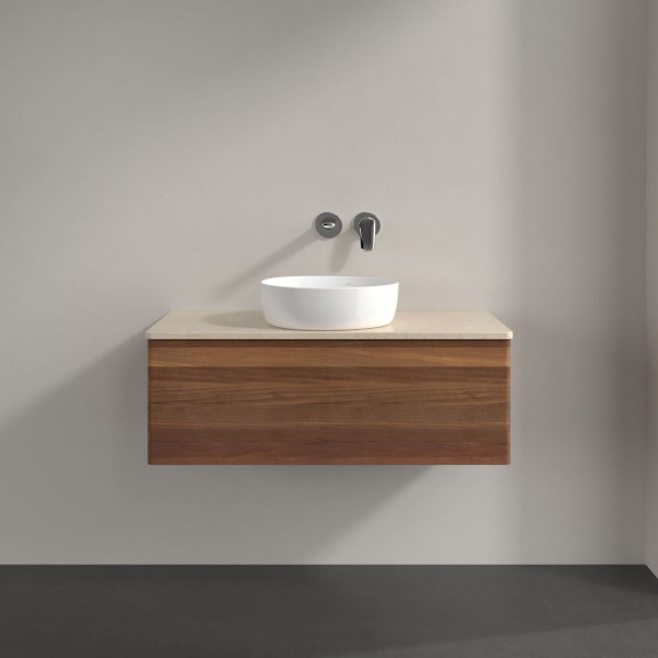 Wastafelmeubel Voor Opzet Waskom Villeroy en Boch Antao 1000x360x500mm Warm Walnut/Boticcino