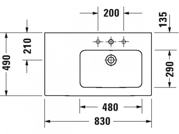 Duravit Meubelwastafel ME by Starck voor asymmetrische meubelen 830 mm