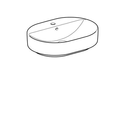 Geberit VariForm opzetwastafel ellipsvormig met kraangat met overloop 60x45x15.8cm wit 500777012 500.777.01.2