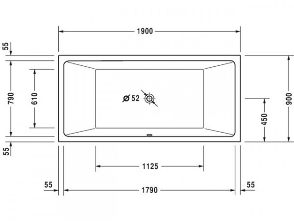 Duravit Standaard Bad Vero Air Wit  1900x900x480mm 1900x900mm