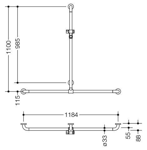 Hewi Badgreep Serie 801 met douchestang 801.35.430