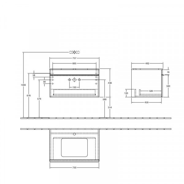 Villeroy en Boch Wastafelmeubels Venticello 757 x 436 x 502 mm