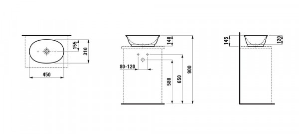 Opbouw Wastafel Laufen THE NEW CLASSIC 310x140x450mm Wit Clean Coat